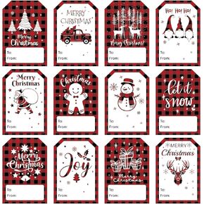 240Pcs Christmas Name Tag Stickers, Buffalo Plaid Christmas Gift Tag Stickers Self Adhesive Christmas Labels Stickers Present Stickers Labels for Christmas Holiday Gifts Wrapping Decor