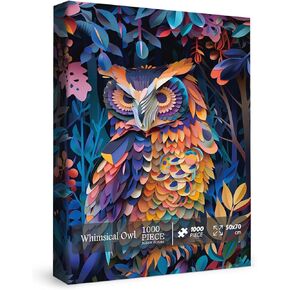 3D Paper Owl Puzzles for Adults 1000 Pieces, Colorful Bird Art Animal Jigsaw Puzzles, Beautiful Jungle Wildlife Puzzle