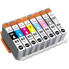 Compatible CLI65 Ink Cartridge Replacement for CLI-65 Ink Tank Color CLI 65 BK GY LGY C PC M PM Y 8-Color Ink Value Pack for CAN PIXMA PRO-200 PRO-200S Inkjet Printer(8 Pack)