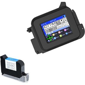 Upgraded Mini Inkjet Printer for All Materials, Fast-Drying SolventInk Cartridge & 28 Languages, Inkjet Coding Machine for Code Date Label Industry Design House Usage