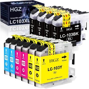 HGZ Compatible Ink Cartirdge Replacement for Brother LC103XL LC-103XL LC103 LC103BK LC103C LC103M LC103Y Used for Brother MFC-J870DW, MFC-J450DW, MFC-J6920DW, MFC-J470DW (4BK+2C+2M+2Y, 10Pack)