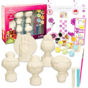 Disney Princess Paint Your Own Figurines Set for Kids - Bundle with DIY Painting Set Featuring Princesses Plus More | Paint Your Own Princess Figures for Girls