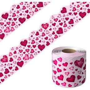 DMJUNCONG 68.9 Feet Valentine's Day Bulletin Board Border Scalloped Bulletin Board Trim for Classroom,Bedroom Wall,Home Decoration,Birthday Party Decorations,Valentine's Day Decoration