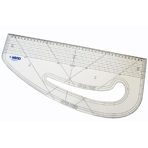 HAND Pattern Ruler, 43 cm - Metric, for Pattern Marking, Pattern Making, Tailor, Students - Acrylic Perspex, Lightweight, Durable