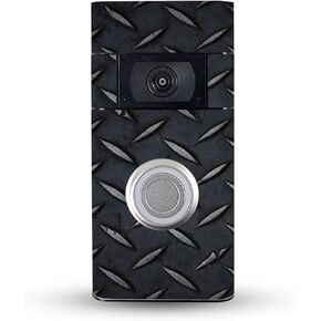 MightySkins Skin Compatible with Ring Video Doorbell (2nd Generation) - Black Diamond Plate | Protective, Durable, and Unique Vinyl Decal wrap Cover | Easy to Apply