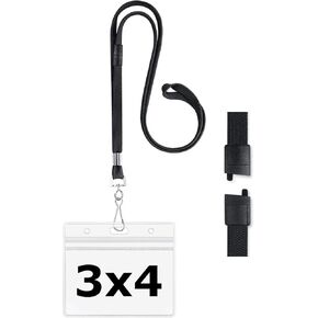 Breakaway Safety Flat Lanyard with Clear Plastic 3x4 Name Tag Badge ID Card Holder (100 Pack, Royal Blue)
