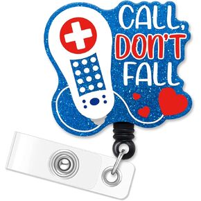 ERHACHAIJIA Call Don抰 Fall Retractable Dark Black Glitter Badge Reel with Alligator Clip, Funny Nurse Pager ID Card Badge Holder Gift for Nurses Doctors RN LPN Patient Care ER, Nurse Day Gift