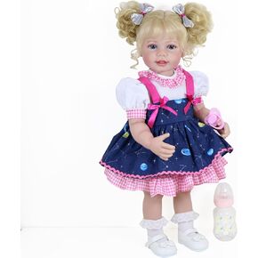 22 Inch Toddler Dolls Galaxia Girl (white and blue)- Baby Dolls Girl- Cute Soft Vinyl Realistic Baby Doll Poseable Smiling Real Life Baby Dolls with Complete Accessories for 3+ Years Old Gifts