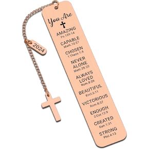 Religious Graduation Gifts, Bible Bookmarks for Women Men, Confirmation Gifts for Teens, Gifts for Women Catholic, Baptism Gifts for Adult, College Graduation Gifts for Women Men, Rose Gold