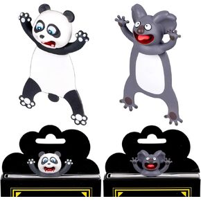 Waline 3D Cartoon Animal Bookmarks - 2 Pieces Squashed Land Animals, Cute Panda & Koala Reading Bookmarks - Back to School Gift for Students