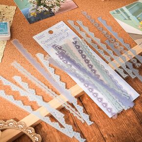 40 Pcs Transparent Lace Stickers for Scrapbooking Junk Journal Card Making Collage Diary Planner Notebook Letter Photo Album Craft Project Decoration, 5 Patterns