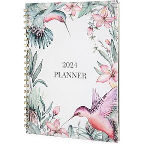 WERTIOO 2024 Planner, 8.5 x 11 Inch Monthly and Weekly Hummingbirds Planner, JAN.2024 to DEC.2024, Large Planner with Spiral Bound, Note Pages, Pockets in Kuwait