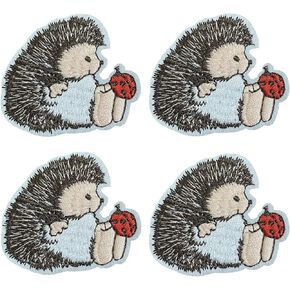 4pcs Cute Little Hedgehog Iron on/Sew on Embroidered Applique Patch