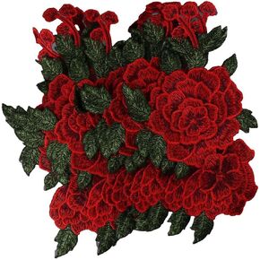 10 Pieces Red Rose Flowers Patches,Clothing Iron-on Embroidered Patch,Sew on/Iron on Patches for Jackets,Hats,Backpacks,Jeans,DIY Clothes