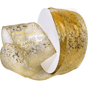 Morex Ribbon Wired Nylon Enchantment Ribbon, 2-1/2" x 50 yd, Gold/Gold