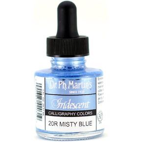 Dr. Ph. Martin's Iridescent Calligraphy Color (20R) Ink Bottle, 1.0 oz, Misty Blue, 1 Bottle