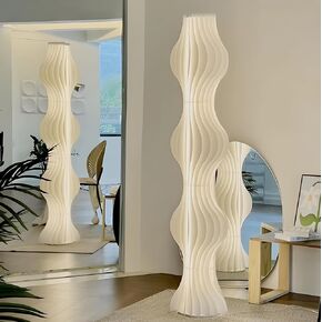 Bofea-Modern and Decorative Standing Lamps Featuring,LED Dimmable Column Floor Lamp with Hula Skirt Design Shade,Tall Lamp Corner Light for Living Room, Bedroom or Office Decor.