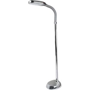 Adjustable Floor Lamp - Full Spectrum Natural Sunlight Lamp with Bendable Neck - Dimmable Light for Bedroom or Living Room by Lavish Home (Chrome)