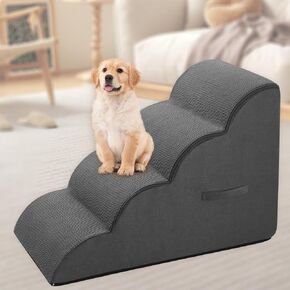 Steps for Small Dog, Dog Stairs for High Beds and Couch, 20" 4-Step High Density Foam Pet Stairs for Dogs Injured, Older Dogs Cats, Pet with Joint Pain (Grey)