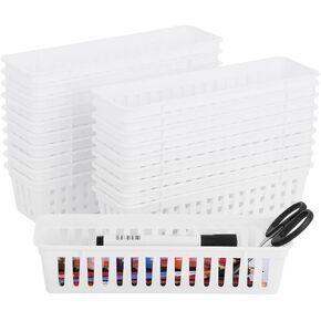 20 PCS Classroom Storage Baskets, 10.2 x 3.1 x 2.4 inches,Plastic Classroom Pencil Organizers, Pencil and Pen Organizer Baskets, Durable PP Storage Trays for Home School Office Supplies