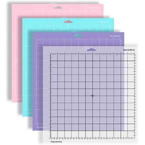 4 Pack Silhouette Cutting Mat, (12 x 12 Inch StandardGrip/LightGrip/StrongGrip/FabricGrip) Cutting Mat, Replacement Cutting Mat for Scrapbooking, Quilting, Crafts Project