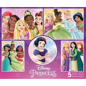 Ceaco - 5 in 1 Multipack - Disney Princess - (2) 300 Piece, (2) 500 Piece, (1) 750 Piece Jigsaw Puzzles