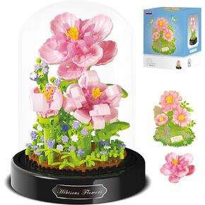 OLTLYUNH Flower Bouquet Building Set,Adults Mini Plant Bonsai Tree Friend Set,Botanical Collection Gift for Kids,Home Decor Flower Kit Building Block,Valentines New Year Birthday Gift for Boys Girls