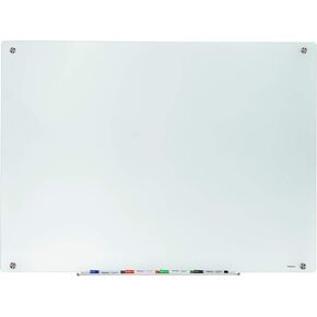 Vergo Dry Erase Glass Whiteboard Frosted Wall Mount White Board (4' Wide x 3' High)