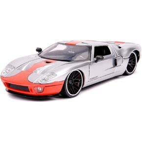 Jada 2005 Ford GT Silver with Orange Stripe Bigtime Muscle 1/24 Diecast Model Car