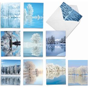 The Best Card Company - Box of 10 Holiday Note Cards - Christmas Cards Assorted, Xmas Trees and Landscapes (4 x 5.12 Inch) - Pining for Christmas M10011XS