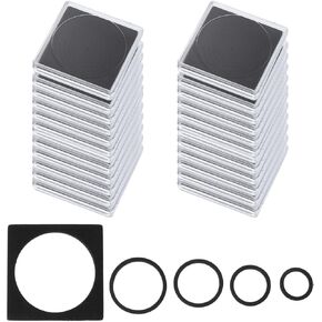 PATIKIL Coin Snap Holder, 24 Pack Silver Dollar Coin Holders for Collectors Coin Case with Foam Gasket Square Fit 16-36mm/18-38mm Coins Style 1, Clear Black