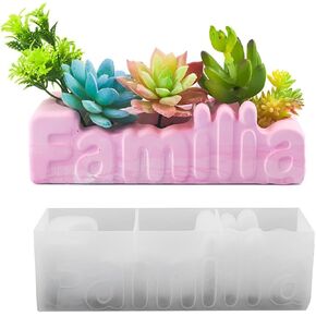 Silicone Planter Molds for Concrete, Succulent Plant Pot Resin Molds Jewelry Storage Box Epoxy Mold Trinket Box Casting Mold for DIY Homemade Ornaments (Familia)
