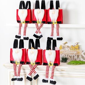 MOSHAKALA Christmas Gift Bag, Gnome clothing Christmas Treat Bags, Set of 6 Gift Bags for Children Holiday Parties Teachers Decorations (Santa Gnome)