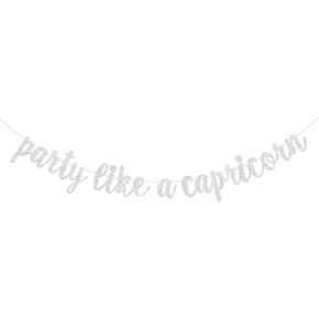 Party Like a Capricorn Banner, Big Capricorn Energy, Capricorn Season, 12 Zodiac Constellations Capricorn Birthday Party Decorations (Silver)