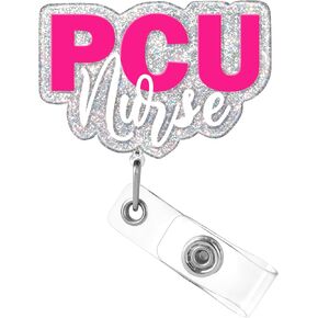 Plifal MA ID Badge Reel Holder Retractable - Alligator Clip for Nurse Nursing, Rose Cute Medical Assistant Acrylic Name Tag Reels Hospital Student Work Accessories