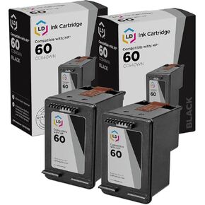LD Products Remanufactured Compatible Ink Cartridge Replacement for HP 60 CC640WN (2 Pack - Black) for use in HP Photosmart, Envy e All-in-one, and Deskjet Printers