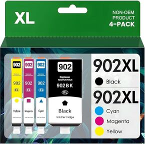 902XL Ink Cartridges Combo Pack Replacement HP 902XL Compatible for HP Officejet Pro 6978 6968 6970 6960 6962 6958 6954 6951 6950 Printers (Black Cyan Magenta Yellow)
