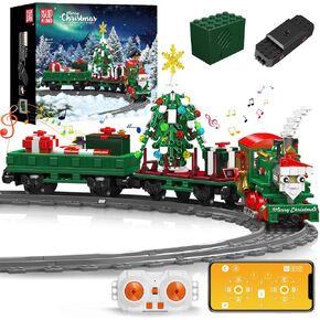Mould King 12039 Christmas Train Building Block Kits, Electric LED Light,Train Track Vehicle Model Building Sets with Motors,Train Model Kits for Kids Age 8+/Adults-922 Pieces