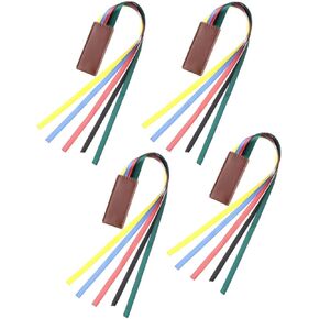4 Pcs Multi-Color Ribbon Bookmark Attachable Bible Ribbon Bookmarks Markers Artificial Leather Bookmark with Colorful Ribbon Bookmark for Books Reading Page Markers Superior Essentials Magnetic