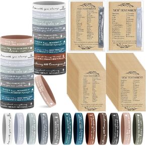 HyDren 72 Sets Christmas Books of The Bible Bookmarks Gifts Christian Church Members Favor Bible Verse Bracelet Gospel Tract Card Scripture Religious Prayer Silicone Rubber Wristband Sunday School