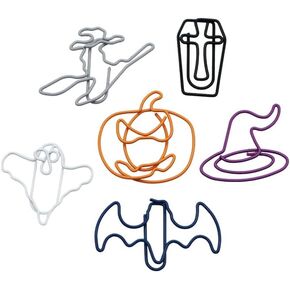 30Pcs Halloween Paper Clips: Bat, Witch Hat, Pumpkin, Ghost Metal Bookmarks & Office Supplies