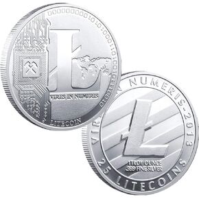 1PCS Silver Litecoin Commemorative Coin Silver Plated LITE Coin Limited Edition Collectible Coin with Protective Case