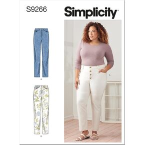 Simplicity Misses' and Women's Vintage Jeans Packet, Code 9266 Sewing Pattern, Sizes 20W-28W, White