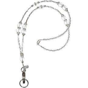 Short Super Slim Beaded Breakaway Lanyard, Made in USA Petite Women, ID Holder Badge Card Holder Teacher Keys Keyring Cruise Phone 28-30"