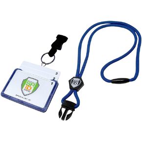 Specialist ID Horizontal 3 Card Badge Holder & Heavy Duty Lanyard with Breakaway Clip and Key Ring - Hard Plastic Rigid Name Tag Protector - Top Load for Three Badges - Clear Front Window (Black)