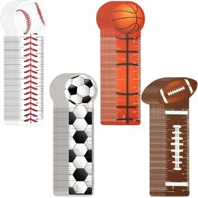 48Pcs Sport Bookmarks Rulers Basketball Football Soccer Baseball Reading Rulers Sports Themed Bookmarks 4 Designs Cute Page Markers for Home School Office Gift Supplies, 5.9 x1.6 in