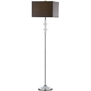 SAFAVIEH Lighting Collection Times Square Modern Clear Crystal/ Chrome 60-inch Living Room Bedroom Home Office Standing Floor Lamp (LED Bulb Included)