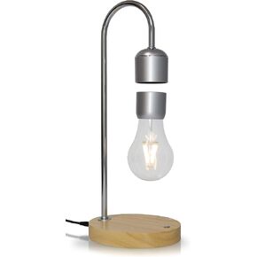 Magnetic Levitating Bulb Lamp - Cool Floating Lamps for Office and Home Decor -Magnetic Levitation Night Light, 6.3" x 4.3" x 14.4", Chrome/Silver
