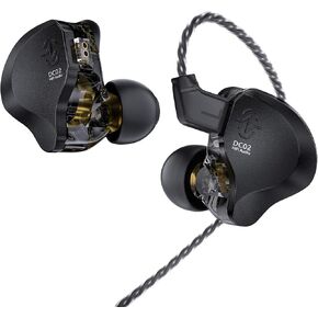 Wired Headphone,KZ DQS HiFi Dynamic Drivers IEM Earphone,KZ Earbuds Bass 2pin 3.5mm Sports Music Game in Ear Monitor Headphone for System Singers (Black, No Mic)…