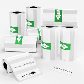 Label Printing Paper - 15 * 50mm 8 Rolls of Label Printing Paper, Thermal Printing Labels - Multi-Purpose Square Self-Adhesive Labels, White Background with Black Text